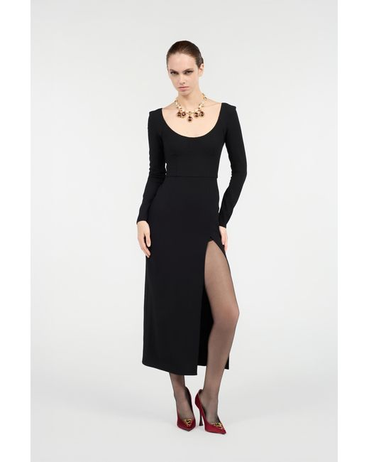 Roberto Cavalli Black Midi Dress With Slit