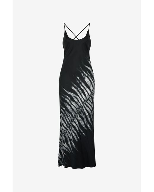 Roberto Cavalli White Langes Kleid Mit Print Tigresse