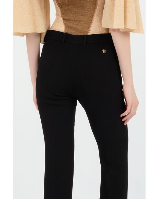 Roberto Cavalli Black Flared Trousers With Rc Monogram