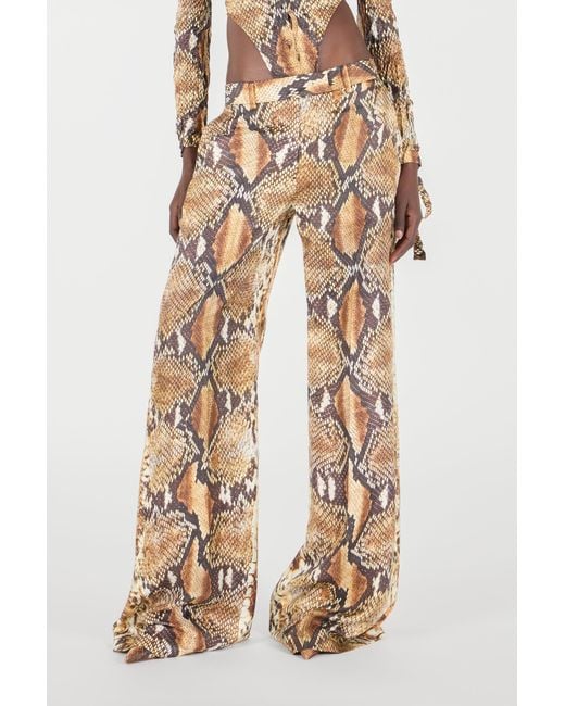 Roberto Cavalli White Python Print Trousers