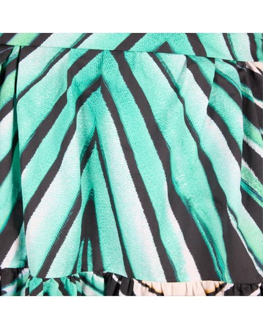 Roberto Cavalli Green Ray Of Sea Print Midi Dress