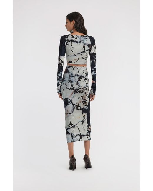 Roberto Cavalli White Marble Print Dress