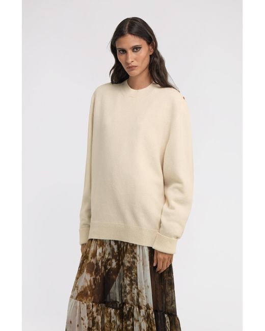 Roberto Cavalli Natural Long-Sleeved Crewneck Pullover