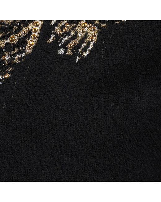 Roberto Cavalli Black Wool Cardigan With Tiger Embroidery