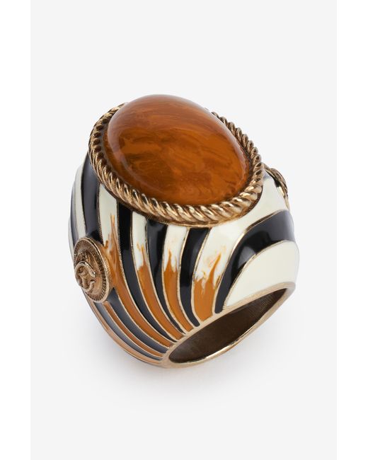 Roberto Cavalli Black Enameled Metal Ring