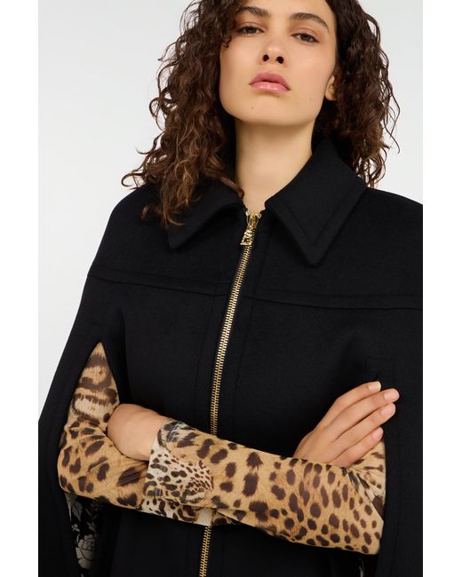 Roberto Cavalli Black Cape With Zipper
