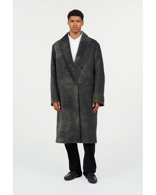Roberto Cavalli Black Double-Breasted Coat With Distressed Effect for men