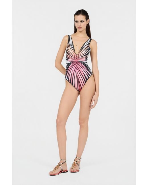 Roberto Cavalli Red Ray Of Paradise Print Swimsuit