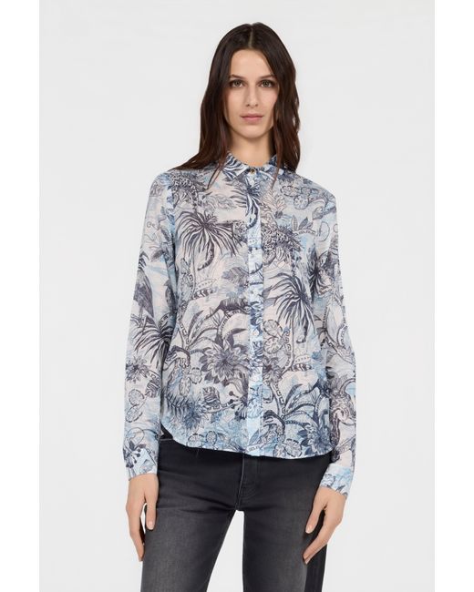 Roberto Cavalli Blue Stange Jungle Print Shirt