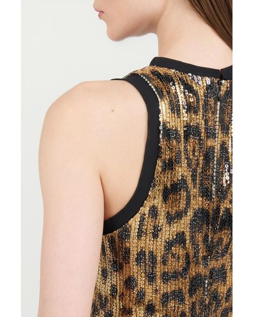 Roberto Cavalli Natural Sequin Mini Dress With Animal Print