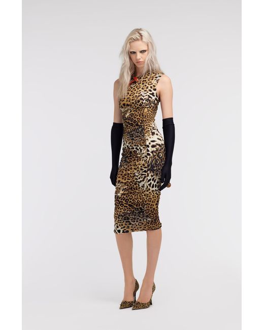Roberto Cavalli White Jaguar Skin Print Dress