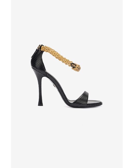 Roberto Cavalli Multicolor Leather Sandals With Tiger Heads
