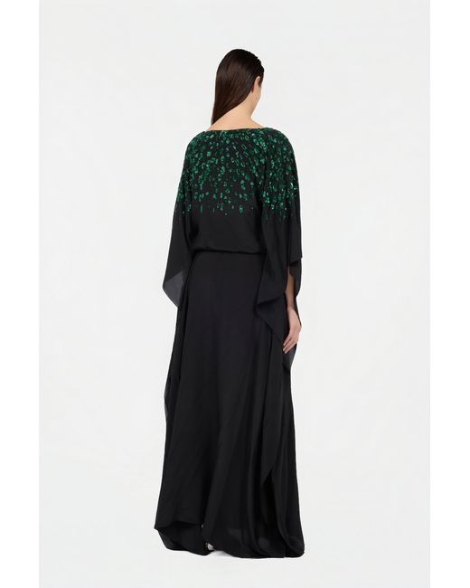 Roberto Cavalli Black Silk Maxi Dress With Embellished Detail