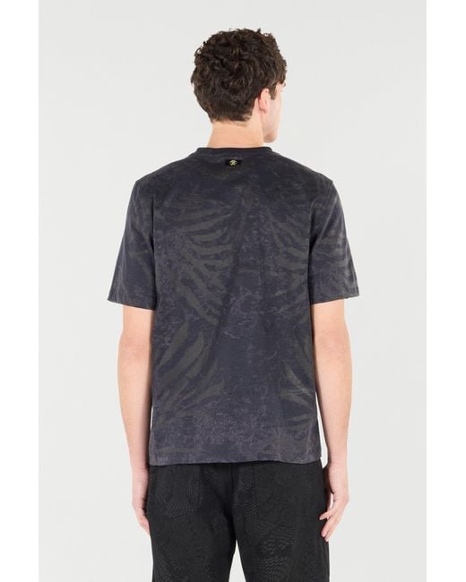 Roberto Cavalli Blue T-Shirt With Animal Print for men