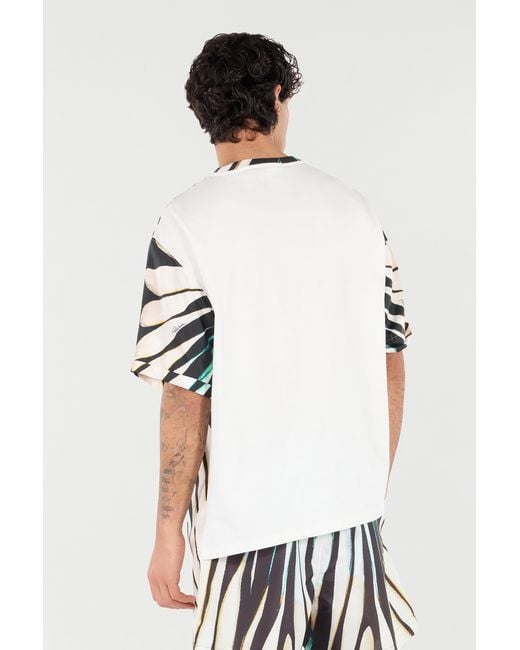 Roberto Cavalli Green Silk Blend T-Shirt With Ray Of Sea Print for men