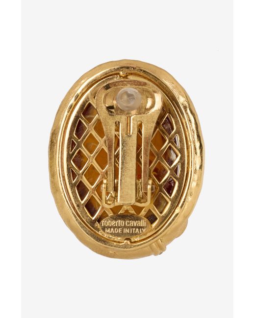 Roberto Cavalli Multicolor Amber-Effect Clip-On Earrings