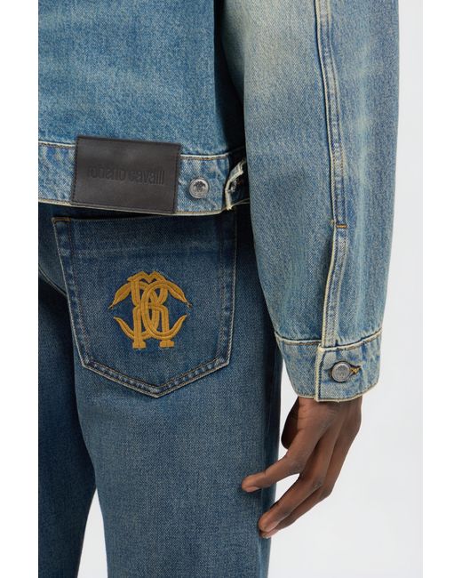 Roberto Cavalli Blue Denim Jacket for men