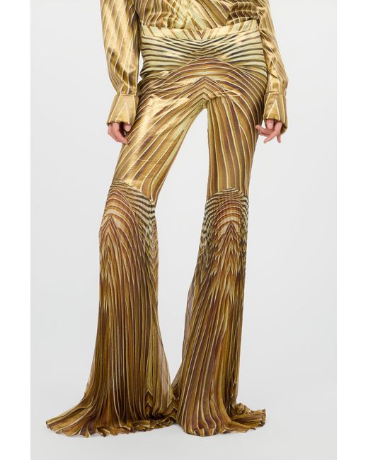 Roberto Cavalli Natural Flared Trousers With Iside Print
