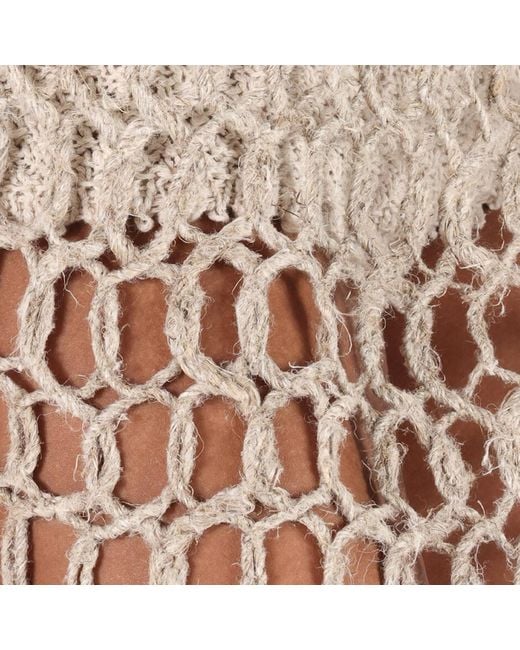 Roberto Cavalli Natural Long Mesh Skirt With Fringes