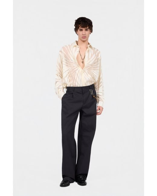 Roberto Cavalli Natural Shirt With Ray Devoré Print for men