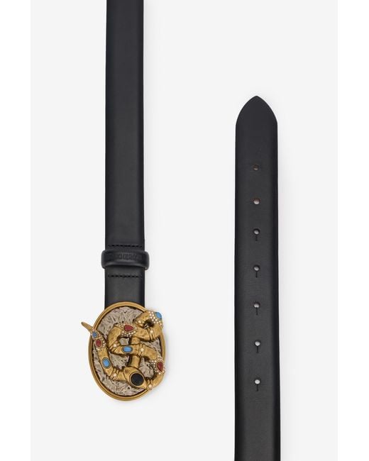 Roberto Cavalli Multicolor Slim Belt With Snake Buckle