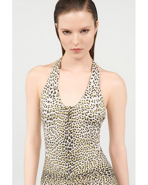Roberto Cavalli White Pop Jaguar Print Midi Dress