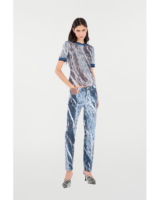Roberto Cavalli Blue Rubane Print Jeans