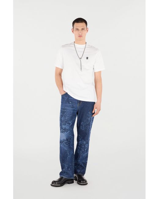 Roberto Cavalli White T-Shirt With Mirror Snake Monogram for men