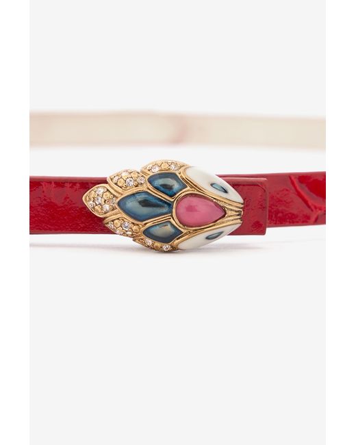 Roberto Cavalli Multicolor Eastern Belt With Serpent Head And Crystals