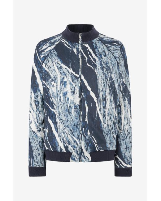 Roberto Cavalli Blue Sweatshirt With Zip And Rubane Print for men
