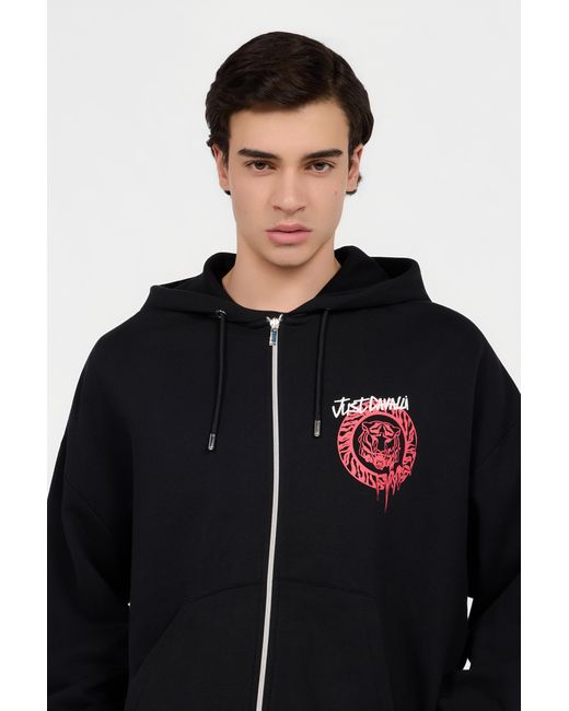 Roberto Cavalli Black Hoodie Sweatshirt With Logo for men