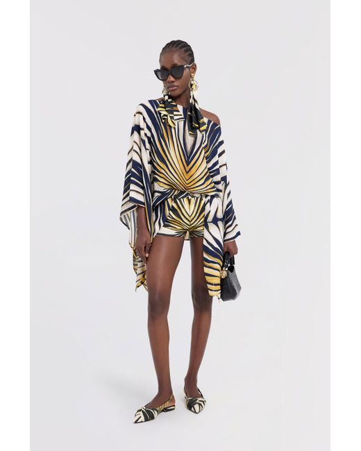 Roberto Cavalli Multicolor Ray Of Print Denim Shorts