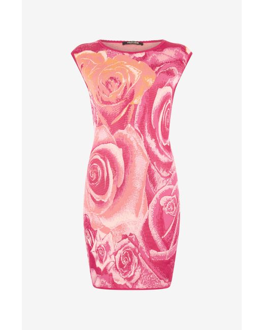 Roberto Cavalli Pink Garden Rose Print Mini Dress
