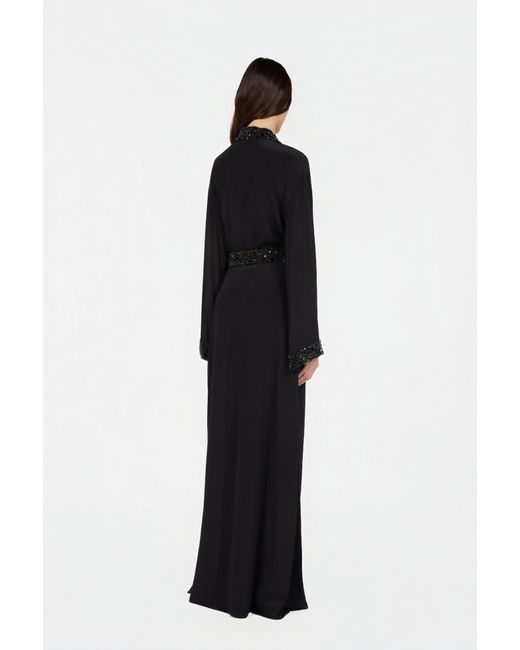 Roberto Cavalli Black Silk Maxi Dress With Embellished Detail