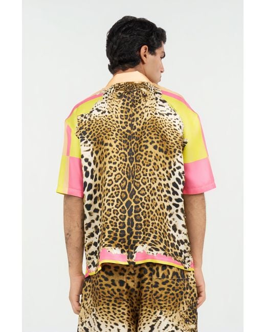 Roberto Cavalli Pink Cavalli Pop Print Silk Shirt for men