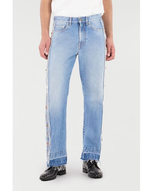 Roberto Cavalli Blue Jeans With Stud And Stone Pattern for men