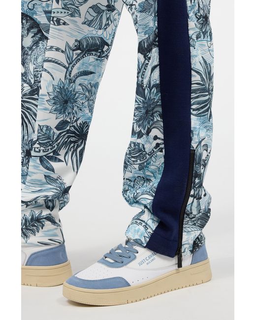 Roberto Cavalli Blue Sports Pants With All-Over Print for men