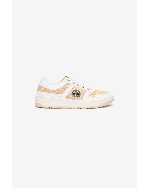 Roberto Cavalli White Braided Rafia-Effect Sneakers