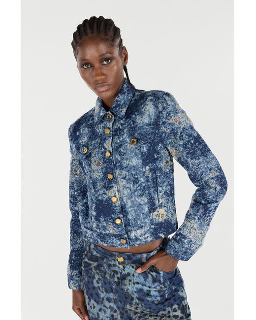 Roberto Cavalli Blue Denim Jacket With Discoloration