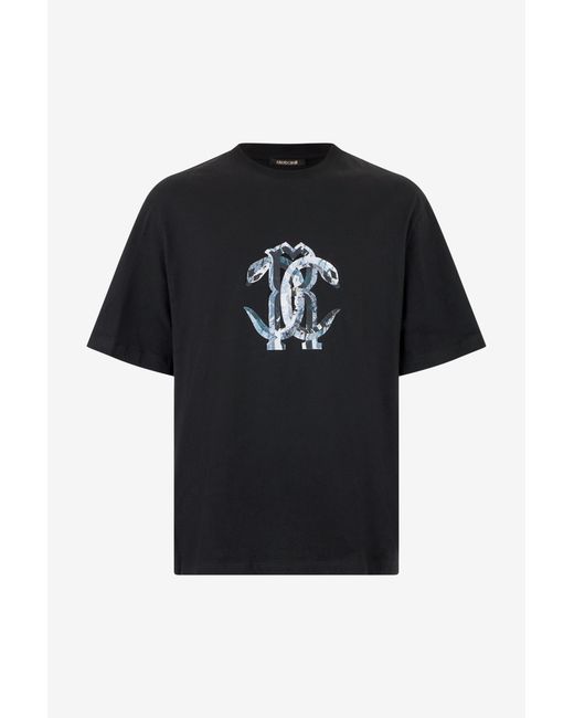 Roberto Cavalli Black T-Shirt With Logo for men
