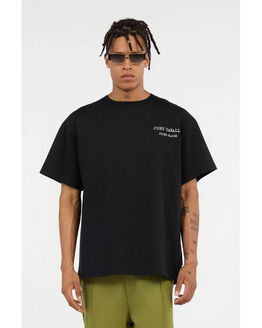Roberto Cavalli Black T-Shirt With Deer Back Print for men