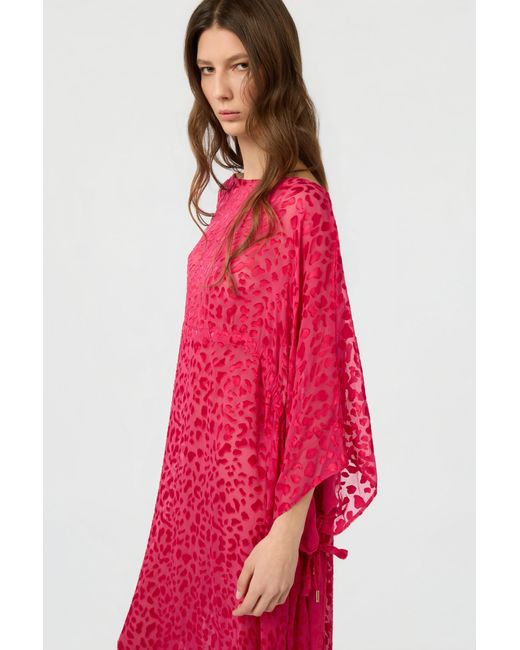 Roberto Cavalli Pink Caftan With Tone-On-Tone Animal Print