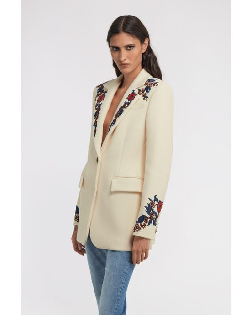 Roberto Cavalli Natural Floral Printed Single-Breasted Jacket