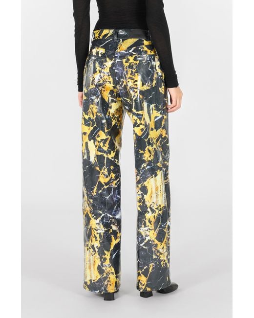 Roberto Cavalli White Loose Trousers With Marble Print