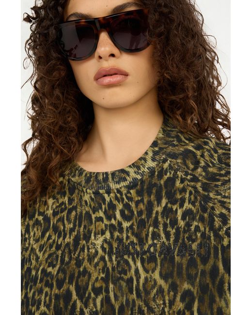 Roberto Cavalli Green Leopard Print Sweatshirt