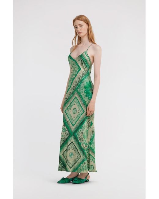 Vestido Lencero Estampado Bandana Roberto Cavalli de color Green