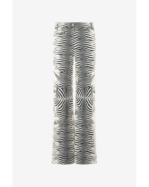 Roberto Cavalli Gray Stretch Cotton Pants With Tigress Print