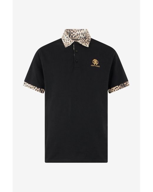 Roberto Cavalli Black Polo With Jaguar Print Details for men