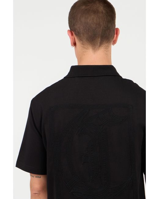 Roberto Cavalli Black Polo With Embroidered Logo for men