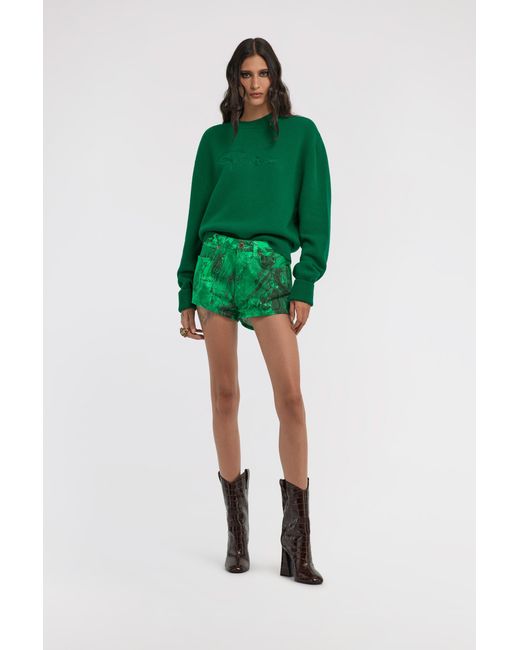 Roberto Cavalli Green Cropped Knitted Sweater